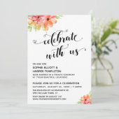 Vier met Ons Hartjes Script Bloemen Blozend Roze Kaart (Staand voorkant)