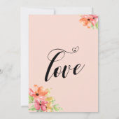 Vier met Ons Hartjes Script Bloemen Blozend Roze Kaart (Achterkant)