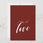 Vier met Ons Hartjes Script Burgundy Ontvangst Kaart (Achterkant)