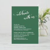 Vier met Ons Hartjes Script Groene Ontvangst Kaart (Staand voorkant)