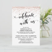 Vier met Ons Hartjes Script Koper Confetti Kaart (Staand voorkant)