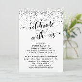 Vier met Ons Hartjes Script Zilver Confetti Kaart (Staand voorkant)