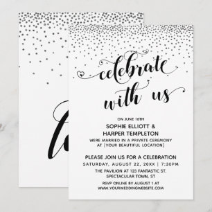 Vier met Ons Hartjes Script Zilver Confetti Kaart