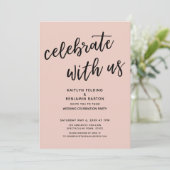 Vier met Ons Informele Roze Trouwfeest Kaart (Staand voorkant)
