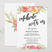 Vier met ons mee Beschilderd Bloemig Huwelijksfees Kaart (Voorkant / Achterkant)