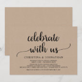 Vier met ons mee, Brown Kraft Elopement Kaart (Voorkant / Achterkant)