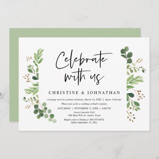 Vier met ons mee, Bruiloft Intieme Feest Kaart (Voorkant / Achterkant)