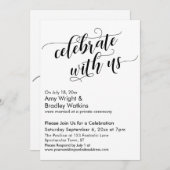 Vier met ons mee Calligraphy Bruiloft Feest na de  Kaart (Voorkant / Achterkant)