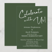 Vier met ons mee! Eenvoudige donkergroene huwelijk Kaart (Voorkant / Achterkant)