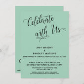 Vier met Ons mee Elegante Lichtgroene Receptie Kaart (Voorkant / Achterkant)