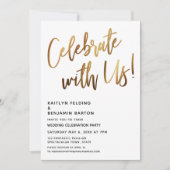 Vier met ons mee! Minimal Gold Handwriting Event Kaart (Voorkant)