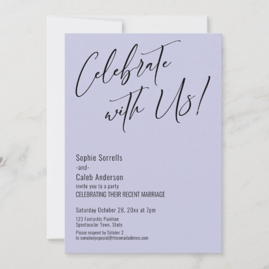 Vier met ons mee! Modern Lavendel Trouwfeest Kaart (Voorkant)