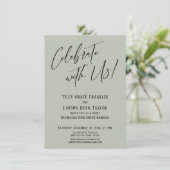 Vier met ons mee! Modern Sage Bruiloftsfeest Kaart (Staand voorkant)
