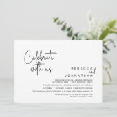 Vier met ons mee, Moderne Boho Bruiloftsreceptie Kaart (Staand voorkant)