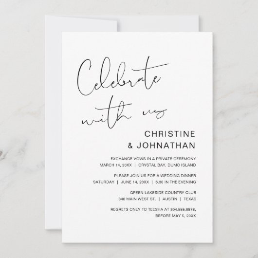 Vier met ons mee, moderne trouwvlucht kaart (Voorkant)