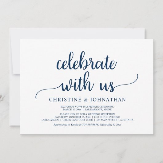 Vier met ons mee, Rustic Wedding Elopement-feest Kaart (Voorkant)