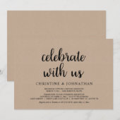 Vier met ons mee, Rustieke Trouw Elopement Feest Kaart (Voorkant / Achterkant)