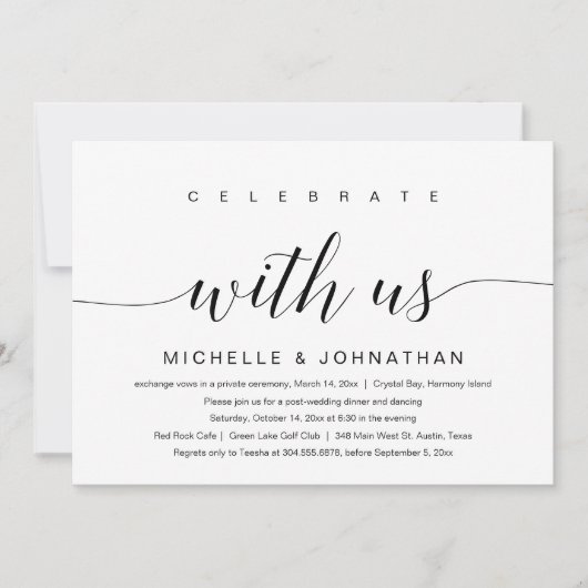 Vier met ons mee, uitnodiging voor een intieme bru (Voorkant)