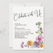 Vier met ons mee Waterverf Wilde Bloemen Receptie Kaart (Voorkant)