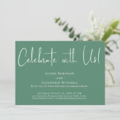 Vier met Ons! Modern Lettertype Groene Ontvangst Kaart (Staand voorkant)
