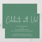 Vier met Ons! Modern Lettertype Groene Ontvangst Kaart (Voorkant / Achterkant)