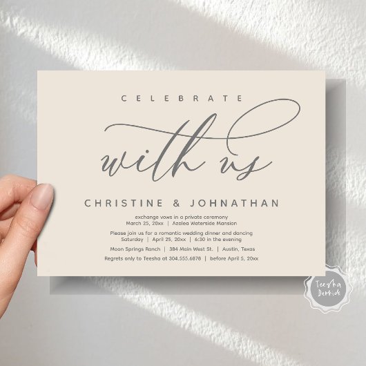Vier met ons, Modern Wedding Elopement Diner Kaart