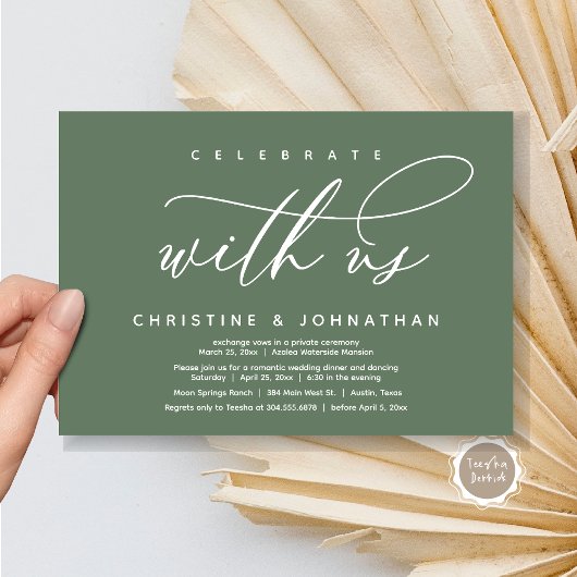 Vier met ons, Modern Wedding Elopement Diner Kaart