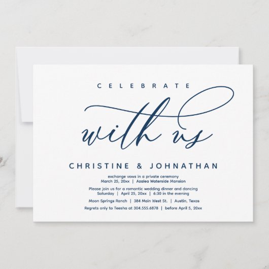 Vier met ons, Modern Wedding Elopement Diner Kaart (Voorkant)