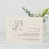 Vier met ons, Modern Wedding Elopement Diner Kaart (Staand voorkant)