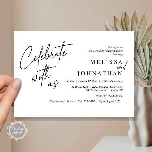 Vier met ons, Modern Wedding Repetitie Diner Kaart