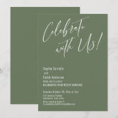 Vier met Ons! Moderne Elegante Olijf Reception Kaart (Voorkant / Achterkant)