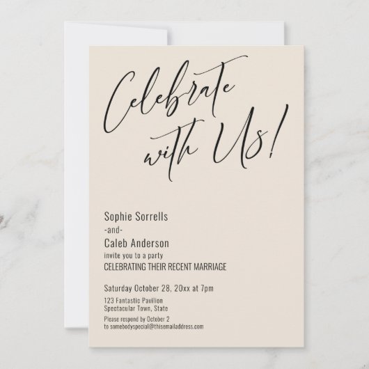 Vier met Ons! Moderne Elegante Trouwfeest Kaart (Voorkant)