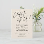 Vier met Ons! Moderne Elegante Trouwfeest Kaart (Staand voorkant)