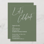 Vier met Ons Moderne Olijfgroene Trouwfeest Kaart (Voorkant / Achterkant)