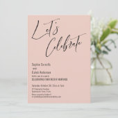 Vier met Ons! Moderne Roze Reception Kaart (Staand voorkant)