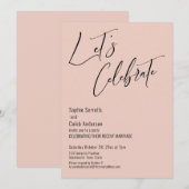 Vier met Ons! Moderne Roze Reception Kaart (Voorkant / Achterkant)