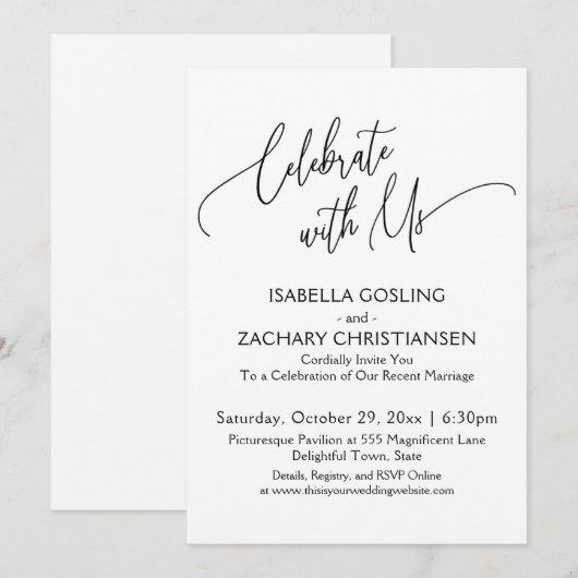 Vier met Ons Mooie Handgeschreven Letters Zwart & Kaart (Voorkant / Achterkant)