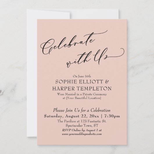 Vier met Ons Mooie Roze Reception Only Kaart (Voorkant)