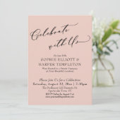 Vier met Ons Mooie Roze Reception Only Kaart (Staand voorkant)