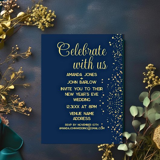 Vier met ons Navy Goud Oud en Nieuw Kaart