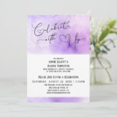 Vier met ons paarse waterverf receptie alleen kaart (Staand voorkant)