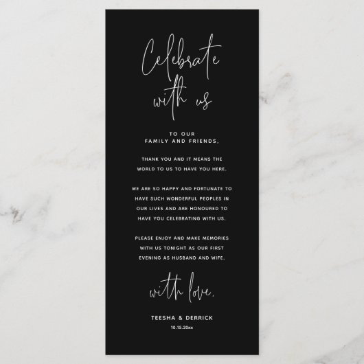 Vier met ons, plaats instelling bedankkaart programmakaart (Voorkant)