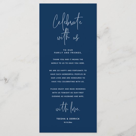 Vier met ons, plaats instelling bedankkaart programmakaart (Voorkant)