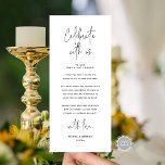 Vier met ons, plaats instelling bedankkaart programmakaart<br><div class="desc">Vier met ons, dit is de moderne bewerkbare kaart, in minimalistisch scriptontwerp, zwart-wit thema, Place Setting Thank You Cards. Deel de liefde en show uw waardering voor uw gasten, wanneer ze gaan zitten aan hun stoel en lees deze gepersonaliseerde charmante bedankje plaats setting kaart. Het is een prachtige manier om...</div>