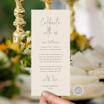 Vier met ons, plaats instelling bedankkaart programmakaart<br><div class="desc">Vier met ons, dit is de Modern bewerkbare kaart, in minimalistisch scriptontwerp, donkergrijs en crème thema, Place Setting Thank You Cards. Deel de liefde en show uw waardering voor uw gasten, wanneer ze gaan zitten aan hun stoel en lees deze gepersonaliseerde charmante bedankje plaats setting kaart. Het is een prachtige...</div>