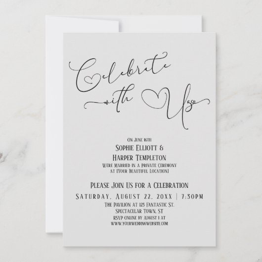 Vier met ons Pretty Lichtgrijze Ontvangst Kaart (Voorkant)