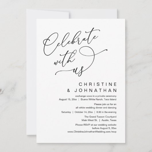 Vier met ons, romantische bruiloft Dancing Kaart (Voorkant)