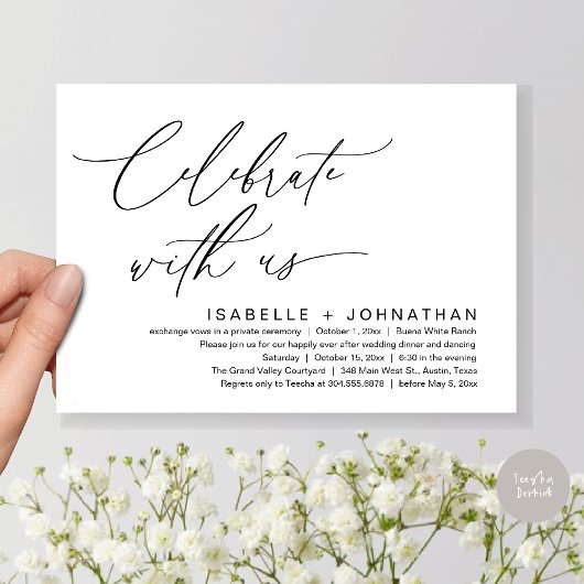 Vier met ons, romantische bruiloft Dinner Party Kaart