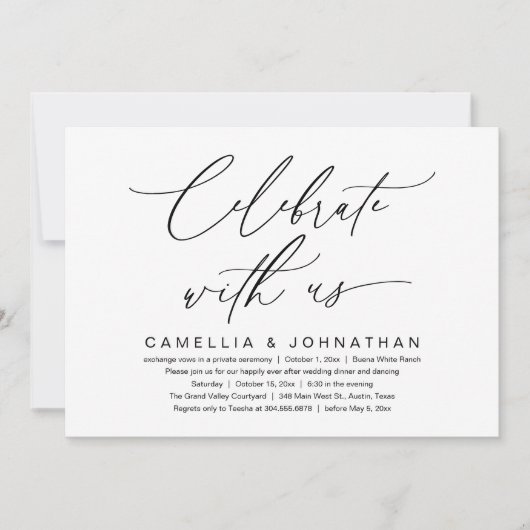 Vier met ons, romantische bruiloft Dinner Party Kaart (Voorkant)