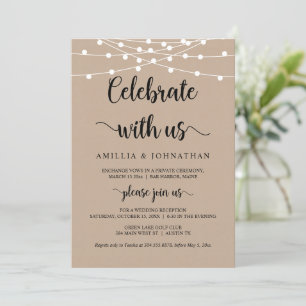 Vier met ons, Rustic Elopement Feest Uitnodiging
